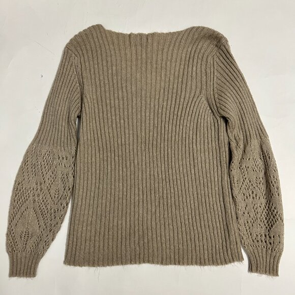 M&S per una knit sweater womens sz XL beige Wool Mohair blend V-neck cottagecore - Picture 9 of 15